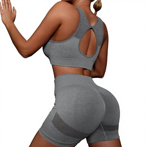 Ensemble de sport 2 pièces personnalisé pour femme : Legging côtelé haute performance et brassière de sport, grandes tailles, design sans couture, léger et séchage rapide - Product Image 1