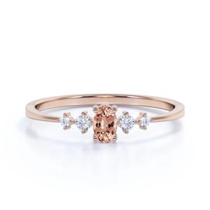 Morganite Unique Design Wedding <b>Rings</b> Jewelry <b>Gold</b> Fashion 14K Rose <b>Gold</b> Engagement <b>Ring</b> <b>Vintage</b> Geometric Party - Product Image 5