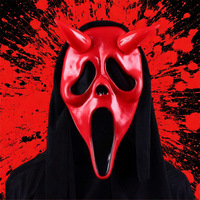 Masque de fantôme Halloween Scream, masque d'horreur en latex avec capuche noire pour fête cosplay