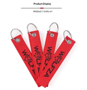 Großhandel Fabrik Maßgefertigtes Gewebtes Etikett Polyester Langlebiges Schlüsselband Beidseitig Bestickt Individueller Schlüsselanhänger Auto Motorrad - Product Image 4