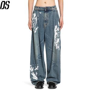 Pantalones vaqueros plisados delanteros para hombre, de mezclilla lavada, al por mayor, estilo holgado, fabricados en Guangzhou Xintang, colección Primavera 2026 - Product Image 1