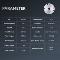 Moteur CC sans balais ZBDynamiX 48V, module d'actionneur harmonique réducteur de joint robotique humanoïde 101:1, 270g