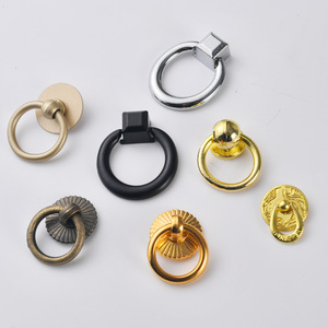 Antique Round Single Hole Drawer Handles Zinc Alloy Traditional Style Wardrobe Cabinet Ring Pulls Durable Plated Finish - Product Image 3