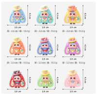 Mini-Charms Kawaii Häschen Neue Flockierte Dreiköpfige Kaninchen-Puppe mit Hut für Schlüsselanhänger Überraschungs-Blindbag Mystery Box Kinderspielzeug