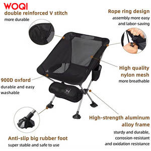 Silla Plegable Portátil para Camping Woqi, de Aluminio y Tela Oxford, Estilo Moderno, Color Negro, 26.4x21.7x23.6 pulgadas - Product Image 4