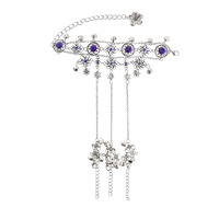Bracelet vintage bohème à maillons, anneaux de doigt esclave, anneaux de danse du ventre avec pendentif clochette et pièce de monnaie, chaîne tendance pour mariage