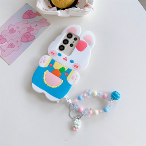 Coque de téléphone mignonne avec chaîne de perles clochette Lapin Carotte pour <span class=keywords><strong>Samsung</strong></span> <span class=keywords><strong>Galaxy</strong></span> S26 Ultra S25 S23 A57 A56, avec sangle bandoulière et protection souple - Product Image 2