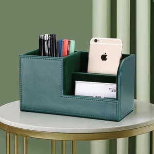 Organizador de escritorio personalizado para oficina, caja de almacenamiento de cuero, soporte para bolígrafos, regalo promocional - Product Image 3