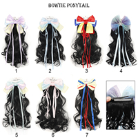 Perruque Nœud Tresse Enfant Fille Princesse, Accessoires Cheveux Princesse, Tresses Bouclées Queue de Cheval, Coiffure pour Enfants et Bébés