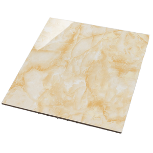 Azulejo de porcelana efecto mármol ónix beige dorado moderno para interiores, 600x600 mm, superficie pulida, azulejo decorativo para pisos y paredes - Product Image 1