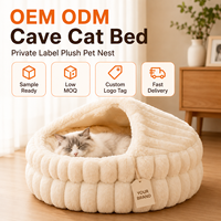 Lit pour chat en fausse fourrure de lapin, lit pour chat semi-fermé avec capuche, lit pour chat ovale chaud et lavable pour chats et petits chiens