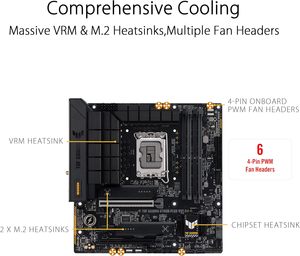 Pour ASU TUF GAMING B760M-PLUS WIFI D4 Intel 13e/12e génération LGA <span class=keywords><strong>1700</strong></span> MATX carte mère PCIe 5.0 2xPCIe 4.0 M.<span class=keywords><strong>2</strong></span> DDR4 WiFi 6 <span class=keywords><strong>2</strong></span>.5Gb - Product Image 3