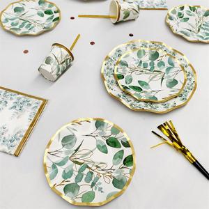ชุดภาชนะสำหรับงานเลี้ยงวันเกิด งานแต่งงาน หรืองานเลี้ยงน้ำชา ยี่ห้อ DAMAI ลายใบยูคาลิปตัส คุณภาพพรีเมียม ประกอบด้วย ถ้วยกระดาษ ผ้าเช็ดปาก และจานกระดาษ - Product Image 4