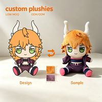 Peluche personnalisée OEM à faible MOQ, personnage d'anime cornu, assis, avec tenue amovible, Kawaii, figurine humanoïde de collection