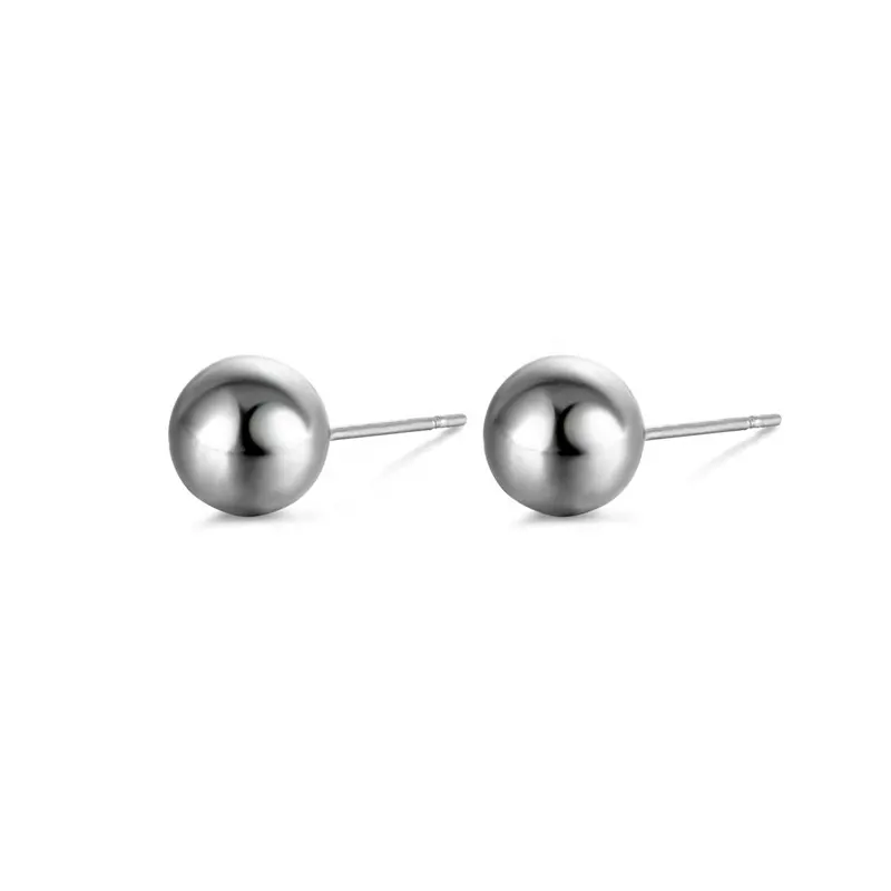Wholesale punk jewelry 6MM 8MM small ball stainless steel stud earrings for women men earrings studs