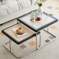 Table à thé et table basse carrées pliables en acier inoxydable moderne et durable pour le salon, meubles de maison