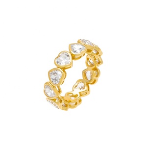 Anello a <span class=keywords><strong>fascia</strong></span> a cuore con castone colorato in argento Sterling 925 placcato oro 18 carati rosa donna - Product Image 1
