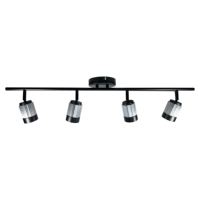 Ampoule LED GU10 à 4 lumières à rail fixe pour suspension d'intérieur Nickel brossé Finition noire pour lustres décoratifs et lampes suspendues
