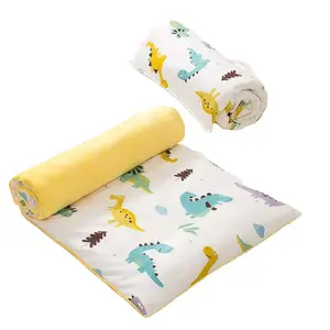 Cartoon Tier Kinder Bett Quilt Weiß und Gelb Neugeborenes Bett Krippe Blatt Quilt Bettdecke Set