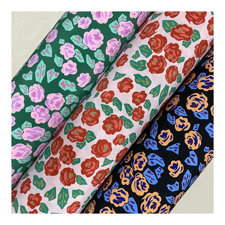 Moda elegante Spandex impreso Floral reciclado/telas de poliéster ecológicas productos listos para la ropa