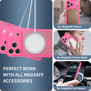 Custodia Morbida Rosa Rossa per <span class=keywords><strong>iPhone</strong></span> 18 17 16 15 14 13 Pro Max con Ricarica Wireless Magnetica, Antiurto e Protezione Lente - Product Image 2