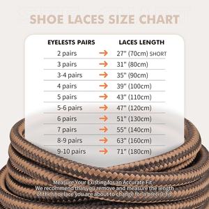 Lacets ronds robustes en gros, 2 paires, lacets durables pour chaussures de randonnée et bottes de travail - Product Image 5