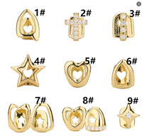 Grillz dentaire ajouré en forme d'étoile à cinq branches et de croix, style hip-hop, tendance, pour Halloween, avec chaîne, accessoire de mode corporel