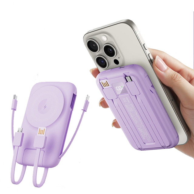 K1 10000mAh Ultra Slim Portable 15W Magnetic Wireless Power Bank with PD 20W Fast Charging Holder 2-in-1 Quick Charger