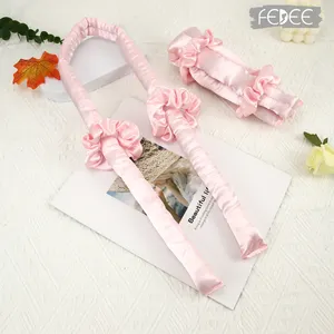 Bán buôn heatless uốn Flexi Rod Headband dụng cụ uốn tóc Ribbon tóc con lăn bọc ngủ mềm Satin