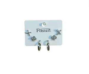 Orecchini a Perno in Stile Francese alla Moda, in Lega d'Argento con Cristalli a Forma di Fiore, Set di Gioielli Unisex - Product Image 1