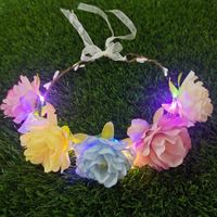 2024 nouvelle Rose pivoine fleur LED bandeau fleurs belle couronne lumineuse pour fête événement mariage