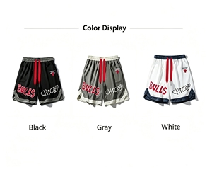 <span class=keywords><strong>Shorts</strong></span> de basketball pour hommes à séchage rapide, personnalisables avec logo, couleur contrastante, lettres imprimées, coupe ample avec cordon de serrage – Vente en gros - Product Image 1