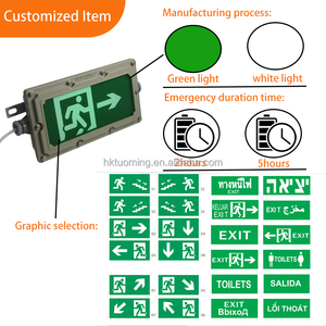 Tuoming Mounted <b>Explosion</b> <b>Proof</b> Ip65 Rechargeable Fire Safely Running Man:Die-casting aluminium Green Led Emergency Exit Sign - Product Image 3