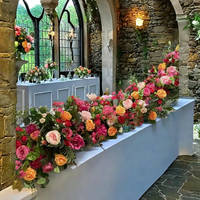 Decoración de Boda con Flores de Cerezo Blancas Puras, Camino de Mesa, Fondo Floral, Arreglo de Hileras de Flores de Seda