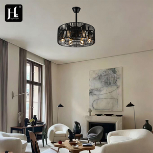 18-inch recessed cage ceiling fan light; rustic rattan cage ceiling fan light; vintage bedroom ceiling fan with light - Product Image 6