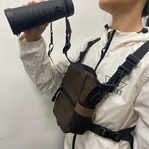 Binoculars <b>Backpack</b> Waterproof Nylon Tactical Bag <b>Brown</b> Shoulder Strap 20x19x8cm Interior Zipper Pocket Unisex - Product Image 1