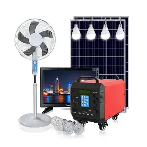 Convertidor de sistema de energía solar para el hogar, kits de luz led de carga móvil, sistema de iluminación solar portátil, CC/CA, Rohs ce iso9001