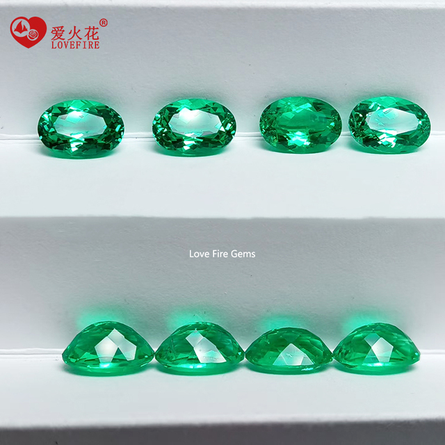 Wholesale Loose Gemstones Hydrothermal Lab Created Emerald Oval Natural Cut Lab Grown Colombia Emerald Stone