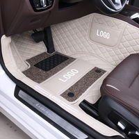 Tapis de sol de voiture en cuir de luxe sur mesure, double couche, pressé à chaud, 9D 5D 7D, ensemble complet, 10 mm d'épaisseur, résistant à l'usure, Santa Fe Tucson