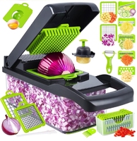 Hachoir Alimentaire Manuel Multifonctionnel, Mandoline à Légumes Facile à Utiliser, Coupe-Crinkle en PP, Outils de Cuisine Sûrs