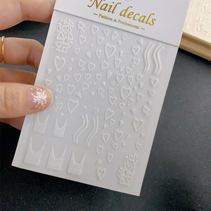 Adesivi 3D con motivo a forma di cuore bianco e francese adesivo per unghie con fiocchi di neve di natale per decorazioni per Nail Art di San Valentino - Product Image 6