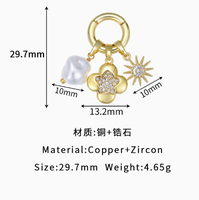 Nouveauté : Breloques en zircon plaqué or 14 carats pour la fabrication de bijoux DIY, étoile, lune, palmier, perle, pendentif détachable, cadeau pour fête d'enfants