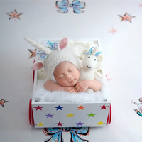Gris bébé garçon tenue nouveau-né photographie accessoires tricoté Mini renard ours Lion posant Animal jouet bébé Photoshoot lapin lapin cochon