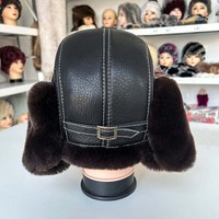 Gorro Ushanka de Piel de Conejo Rex, Impermeable, de Piel Animal Genuina, Personalizable, Unisex, para Invierno, Pesca y Fiestas al Aire Libre