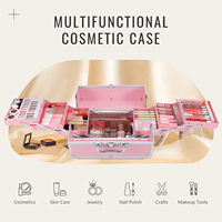 Trousse de Maquillage Professionnelle de Voyage 6 Plateaux Grande Capacité Organisateur Portable pour Ongles Verrouillable à Clé pour Formation en Esthétique et Cosmétologie