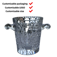 Seau à glace en cristal sculpté à la main-Refroidisseur de whisky/vin de luxe 24P, décor de mariage et de bar gravé, cadeau en verre élégant