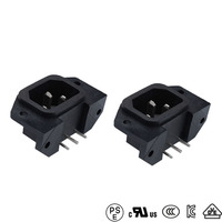 Conector de Alimentación Industrial IEC C14, 15A 250V CA, de Nylon, con Tornillo, para Panel, Chasis, PCB