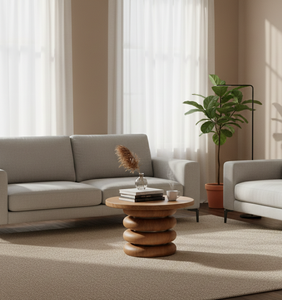 Table d'appoint sculpturale en teck mandarin - Product Image 6