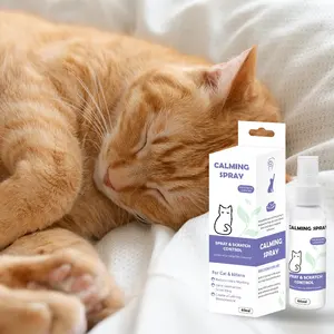 Usine de chansons Logo personnalisé marque privée 60 ml spray calme pour chat de réduction du bruit pour animaux de compagnie pour chiens