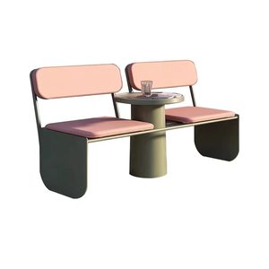 Panca Moderna Quadrata in Metallo per Esterni, Seduta da Giardino per Parchi e Centri Attività, Ideale per Ville - Product Image 1